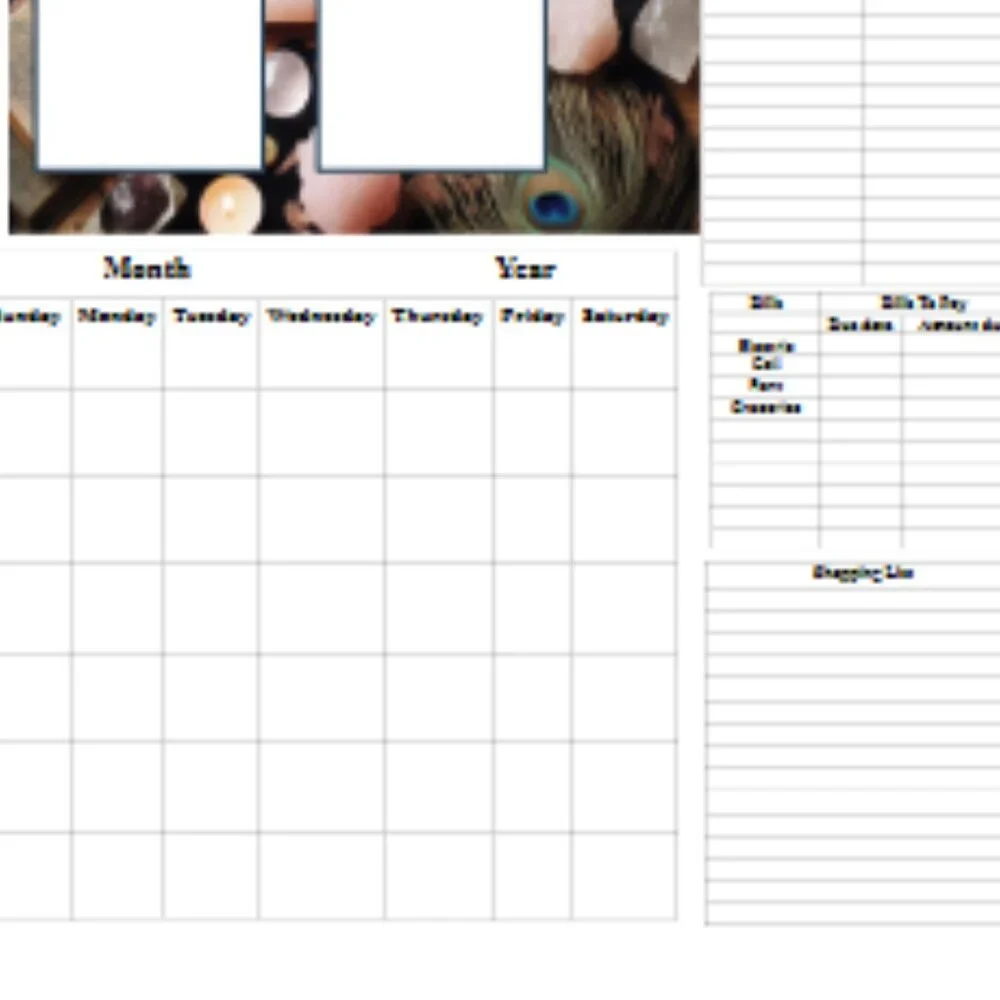 Tarot card reading customized with name Calendar monthly, planner, dryerase